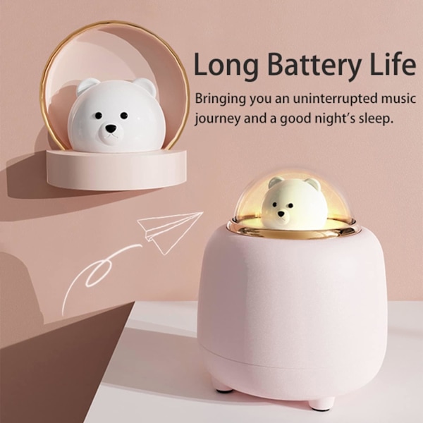 Söt Bluetooth-högtalare nattlampa för barn, björn trådlös högtalare med justerbar dubbel nattlampa för sovrum, Kawaii rumsdekor födelsedagspresenter