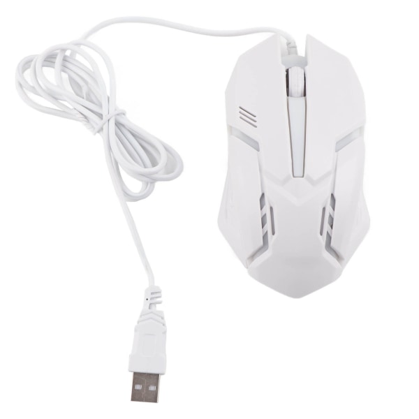 Gaming Mouse RGB Glödande andningsljus 1600 DPI 3D rullhjul Ergonomisk kabelansluten USB datormus för PC White