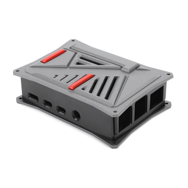 Skyddande skal med kylfläktsmodul för Raspberry Pi 4B 1G/2G/4G - Gråsvart skal + fläktmodul