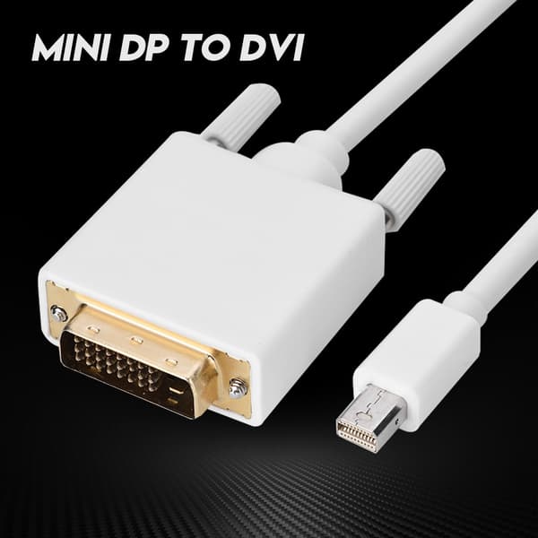 Mini DP DisplayPort til DVI HD Adapter Konverter Kabel 1.8M Hvid