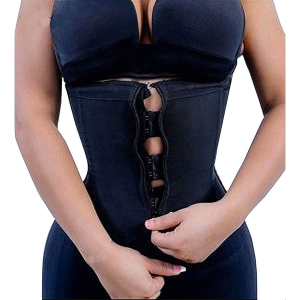 Latex midjetränare korsetter dragkedja underbyst sportgördel timglas kroppsskulptör för kvinnor black XL
