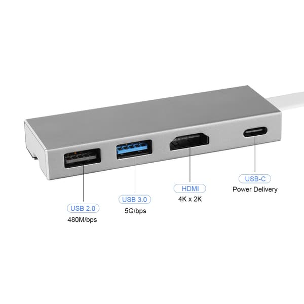 CableDeconn USB3.1 USB-C - HDMI 4K -sovitin, USB3.0-keskitin, Type-C PD -latausportti