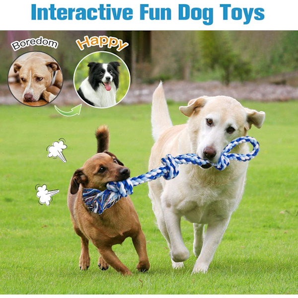 Hundereb Næsten Uforgængeligt Hundelegetøj, Hundelegetøj til Mellemstore til Store Racer, Tandrensende Tygelegetøj, Hundetræklegetøj mod Kedsomhed, Hund white blue