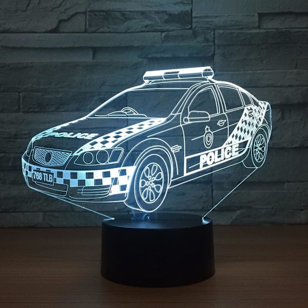 3D Politi Visual Led Hjemmedekoration Gradienter Modellering Bordlampe til Børn Touch Button Bil Natlampe Baby Søvn USB Belysning Gave