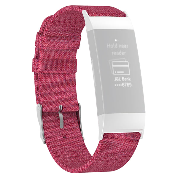 Hållbar vävd nylon canvas klockarmband ersättning armband för Fitbit charge3 (röd)