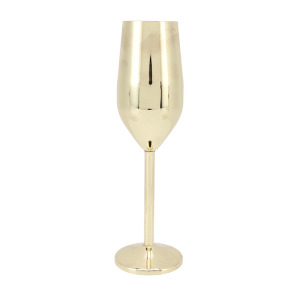 Vinglas i rostfritt stål, vackert och elegant metallchampagneglas för middagar och fester Gold