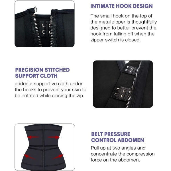 Midjetränare för kvinnor Latex Underbust JSculpt Dubbel träningsbälte Träning Sportgördel C-black (Double Straps) M