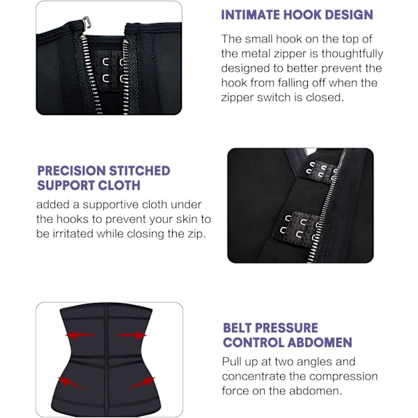 Taljetræner til kvinder Latex Underbust JSculpt Dobbelt træningsbælte Workout Sport Girdle C-black (Double Straps) XL