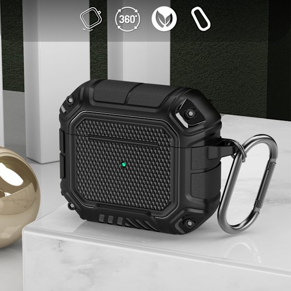 Hovedtelefonbeskyttende TPU-etui Anti-tabt med karabinhage til IOS Earbuds 3 Sort Sort