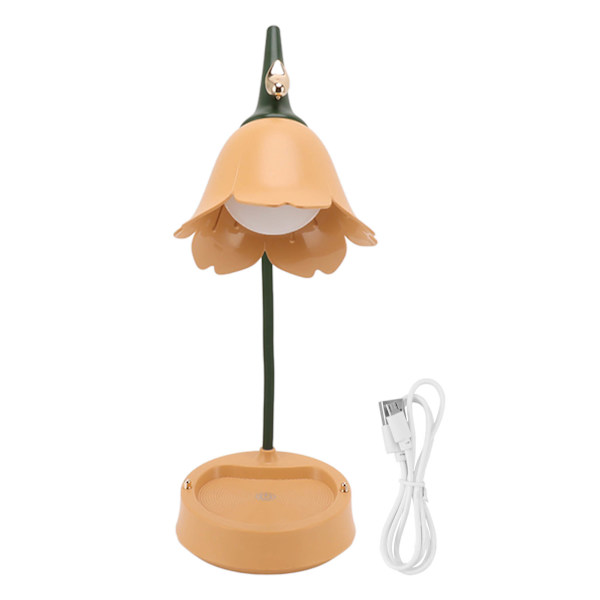 3W LED Touch Bordlampe 3 Gear Justerbar Foldbar Kronblad Form Desktop Bordlampe USB 5V Orange