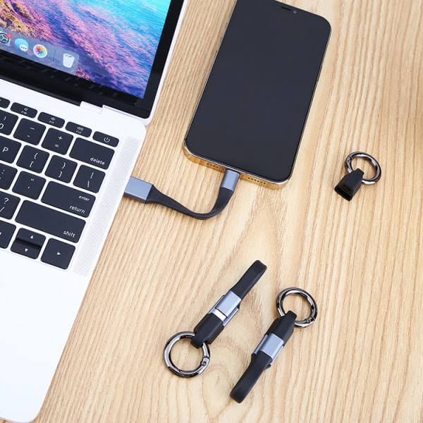 Vibrerende kort iPhone Lightning-kabel, 5 tommers USB-lader synkroniserings- og ladedatasnor for menn og kvinner utendørs