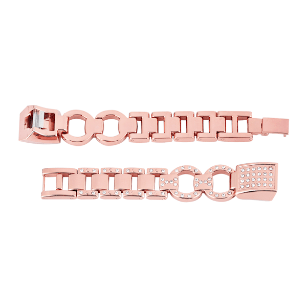 Metal armbåndsurrem udskiftning med rhinstenrem til Fitbit Rose Pink