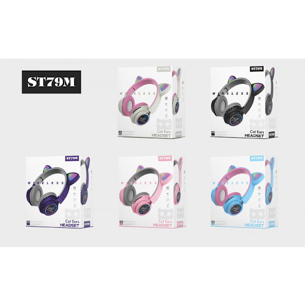 Gaming-hörlurar, EASARS Cat Ear-hörlurar, USB-hörlurar med infällbar brusreducerande mikrofon, 7.1 Surround Sound, LED-ljus-hörlurar