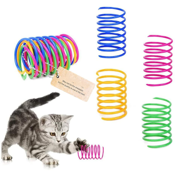 Katt Spiralfjäder, 12 st Katt Kreativ Leksak för att Döda Tid och Hålla i Form Interaktiv Katt Leksak Hållbar Tung Plastfjäder Färgglada Fjädrar Katt Leksak