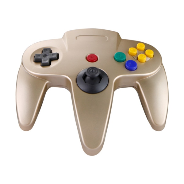 N64-kontroller, klassisk retro kablet N64 64-bit gamepad joystick for Ultra 64 videospillkonsoll N64-system GC-plugg (gull)