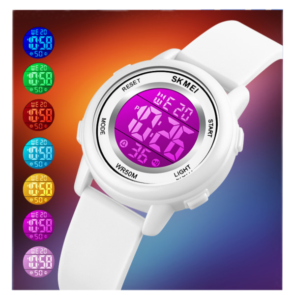 Kids Digital Sport Waterproof Watch for Girls Boys, Kid Sports Outdoor LED Electrical Watches with Luminous Alarm Stopwatch Child Wristwatch(white)