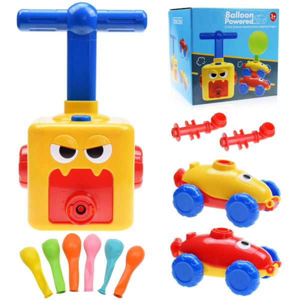 Ballongbil leksak för barn, ballonguppskjutningsbil leksaksset för barn vetenskapsleksak, uppblåsbar ballongpump bilar racer kit för pojkar flickor