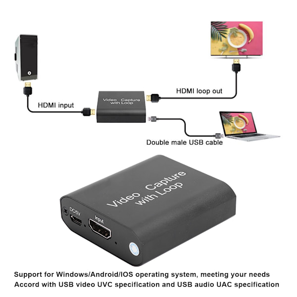 4K USB 2.0 HDMI HD Capture Acquisition Card Box Video Recorder Digital Converter