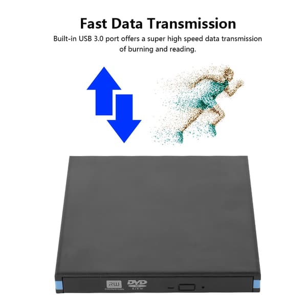 8X Ekstern DVD-brenner med USB 3.0 for DVD/CD/VCD Tapsfri Dataoverføring