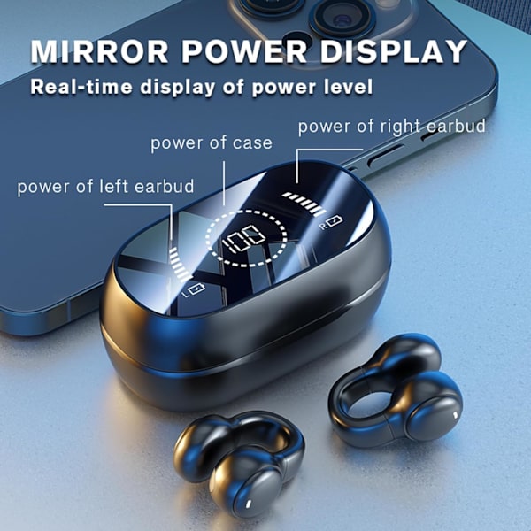Bluetooth-langattomat avoimet korvanapit, luun johtamisen kuulokkeet, vedenpitävät, induktiokuulokkeet Black