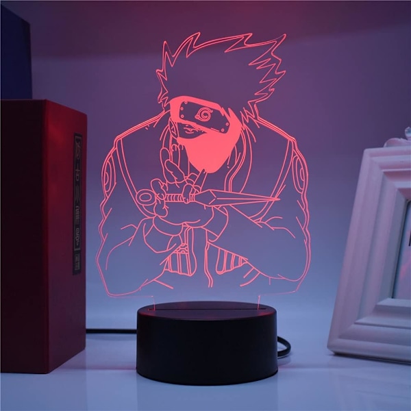 Kreativ 3D Optisk Illusion Nattlampa Kakashi Akryl LED Touch/Fjärrkontroll Färgrik
