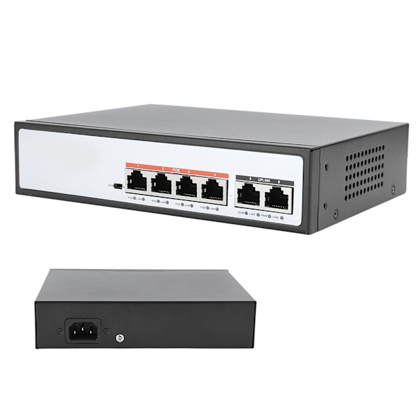 6CH POE-switch, åsksäker typ 100M 6-portars smart övervaknings dedikerad utbyte 200-240V
