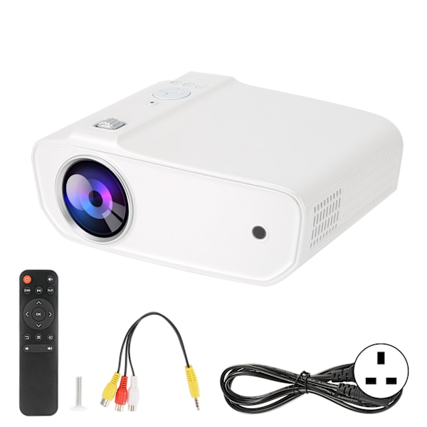 Mini Projector Full HD 1080P LED Portable Pearl White Home Office Projection EquipmentUK Plug