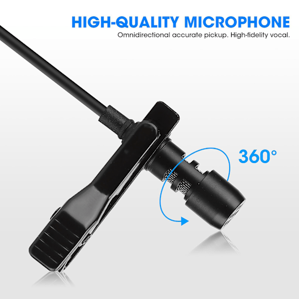 E1 Svart Tohodet Mini Kravemikrofon for Mobiltelefon Live Sending Opptak Intervju