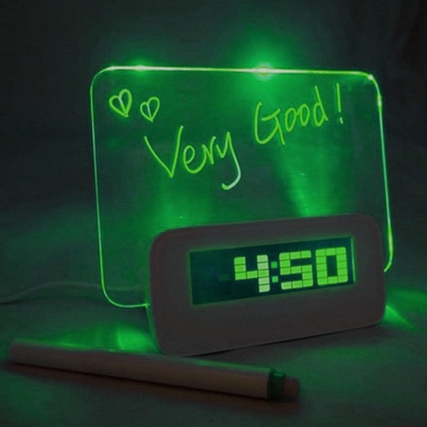 LED Floresan Mesaj Panosu ile Dijital Çalar Saat Takvim Yeşil Işık ile Dijital Çalar Saat