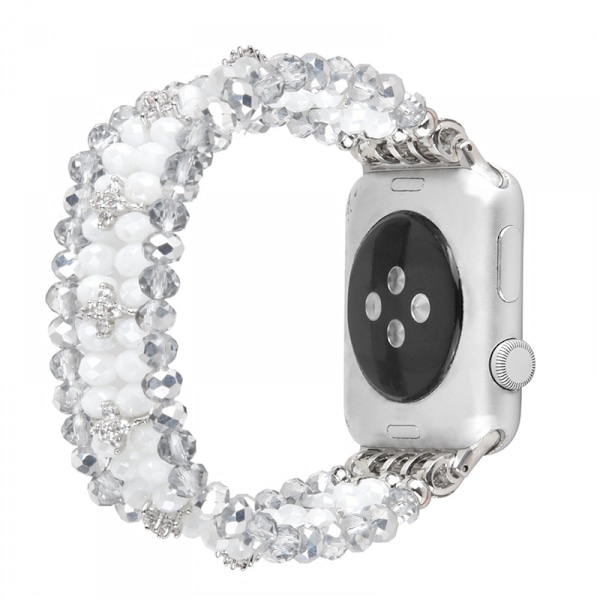 Helmillä koristeltu rannekoru Apple Watch -rannekkeelle 40/38/41mm Series 8 7 SE 6/5/4 Muodikkaasti söpö käsintehty helmiranneke Joustava ranneke
