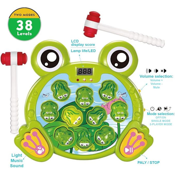 Interaktivt Whack A Frog-spill, læring, aktivt, tidlig utviklingsspill, morsom gave for barn i alderen 3, 4, 5, 6, 7, 8 år, gutter, jenter