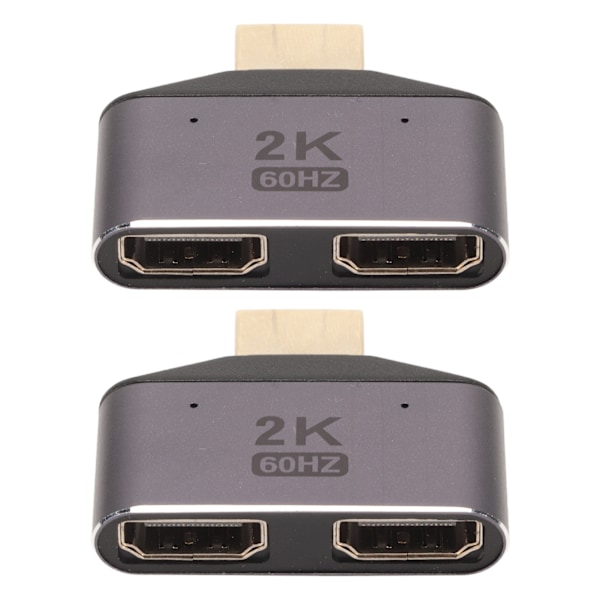 HD Multimedia Interface 1 til 2 Adapter Hann til Dobbel Hunn 2K 60Hz Video Splitter med Indikatorlys 2stk