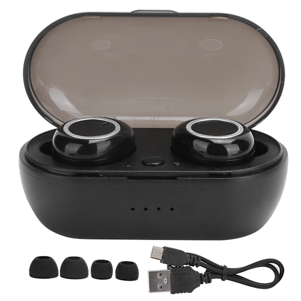 BTHi30 Bluetooth 5.0 Stereo True Wireless Earphone Noise Reduction Binaural Headset (Sølv Svart)