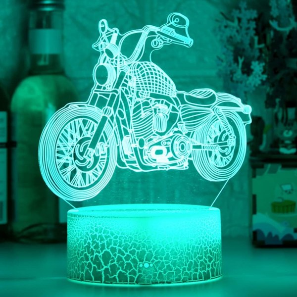 3D Motorsykkel Bil Nattlys Bord Skrivebord Optisk Illusjon Lamper 16 Farge Skiftende Lys LED Bordlampe Jul Hjem Kjærlighet Bursdag Barn Dekor Leke Gave