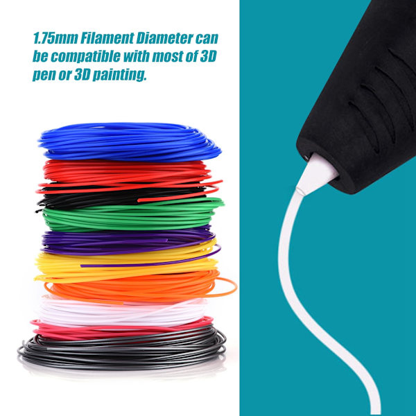 Kryogenisk 3D-printtegnings-printerpenne PLA-forsyningsfilament 10 farver 10 meter 1,75 mm