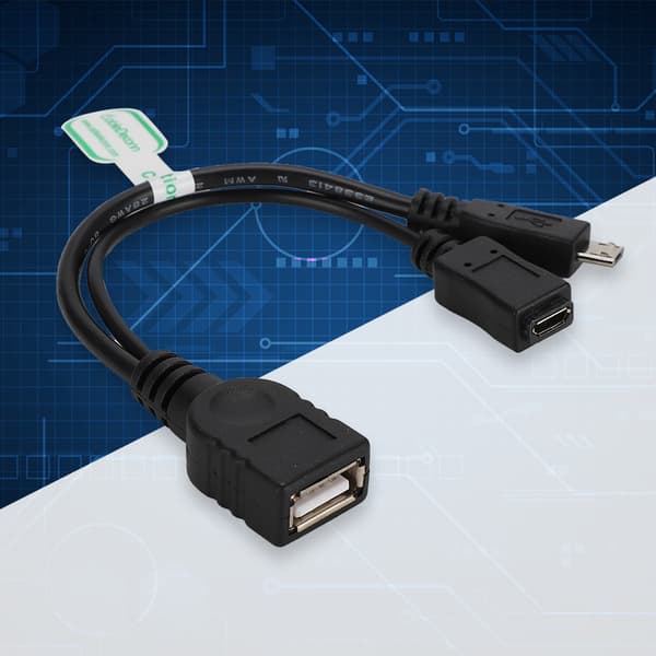 Micro USB til USB Hun OTG Vært Adapter Datakabel med Strømkabel til Mobiltelefon