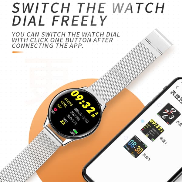 SN58 1,3 tommer Touch Screen Stålrem IP67 Vandtæt Smart Bluetooth Ur Sølvrem