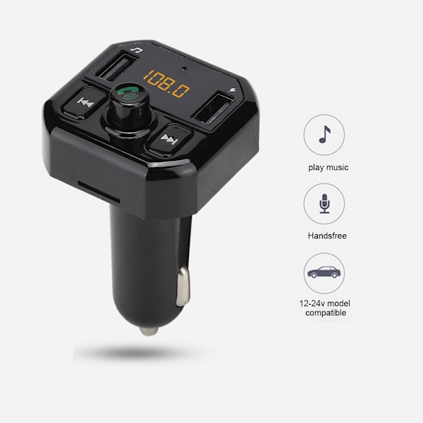 B9 Bil Mp3 Bil Bluetooth Håndfri Afspiller Bil Usb Oplader 3.1A Hurtig Opladning (Sort)