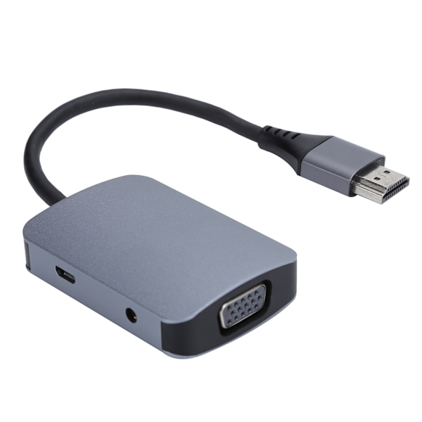 Bärbar 4-i-1 HDMI-omvandlare till HDMI+VGA+Micro USB+3,5 mm ljudadapterdockningsstation