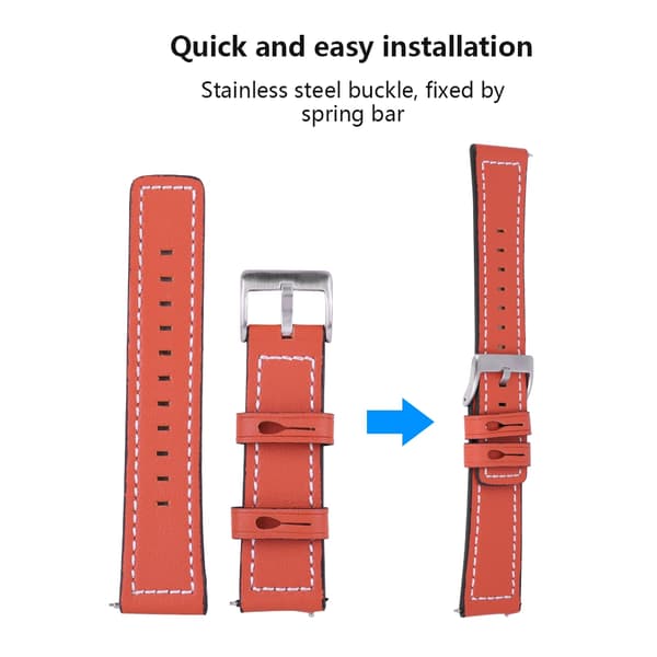 Læderrem til smartwatch, kompatibel med Fitbit Versa (orange)