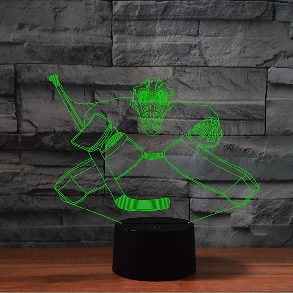3D Ishockey Målvakt Fjärrkontroll 16 Färger Nattlampor Illusion Akryl LED Bord Sänglampa Barn Sovrum Skrivbords Dekoration Födelsedagspresenter Leksak