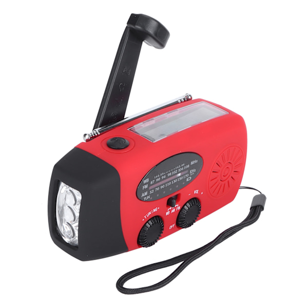QQT088L Håndsvingradio ABS Solenergi Nød Multifunktion Lommelygte Powerbank