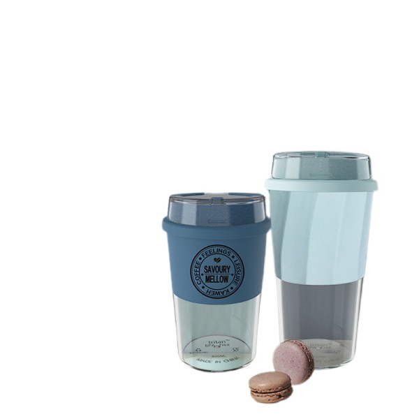 Plastic water cup high-end coffee cup light blue 400ml