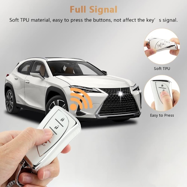 PIFOOG for Lexus nøkkelringdeksel Bling nøkkelring TPU bilnøkkelveske skallbeskytter Beskyttelse for Lexus GX ES NX LC RC LS UX tilbehør 4 knapper jentete