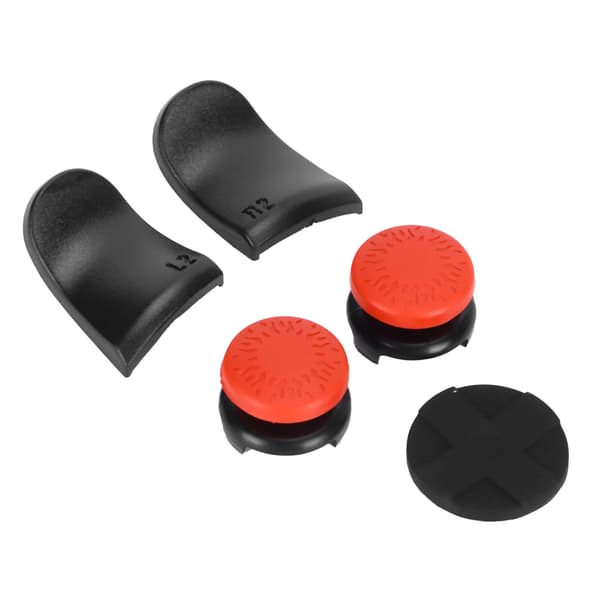 5-i-1 tommelfingergreb, nøglehætte, joystickdæksel, L2 R2-aftrækkerforlænger til PS5-controller, rød
