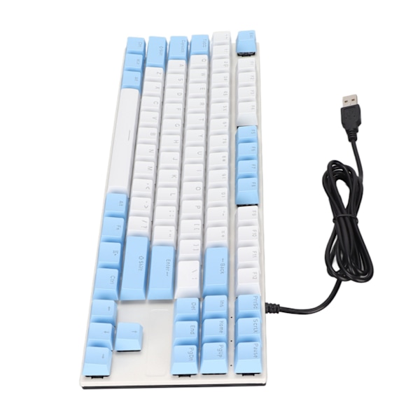 Mekanisk tangentbord 87 tangenter Blå brytare Ergonomisk Multifärgad bakgrundsbelysning Design Spel tangentbord för spelare Skrivare Blå och vit