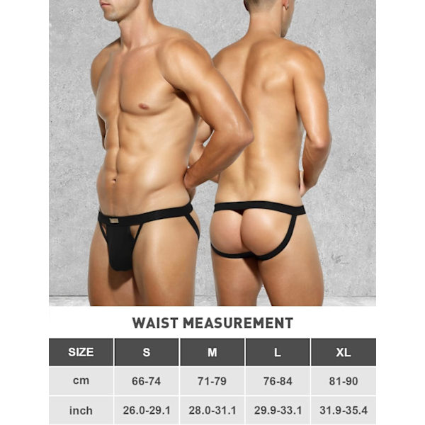Herre Athletic Supporter Stretch Underbukser Mesh Jock Strap Multipack Black L