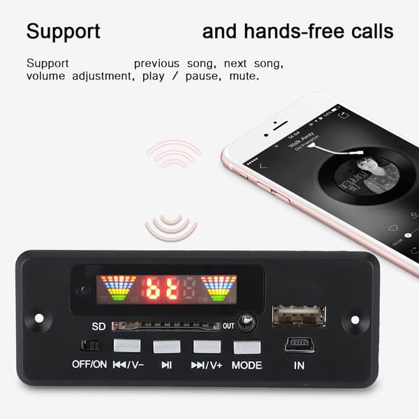 02EBT-DX Bil Håndfri Opkald Dekoder Board Bluetooth Fjernbetjening (Sort)
