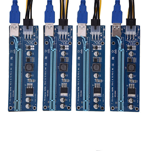 PCI-E til 4-port PCI-E udvidelseskort PCI Express Riser Adapter USB3.0 til Mining