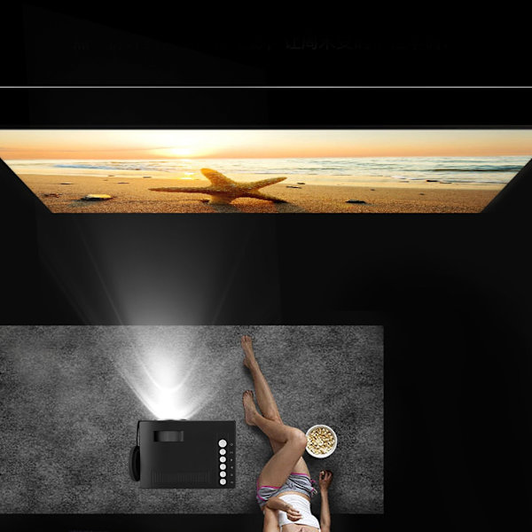 1080P Miniprojektor AV/HDMI/USB/TF Hem LED-projektor 15-110in Projektion -